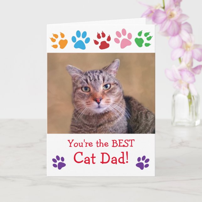 Tarjeta Paw Imprimir foto de papá de gato cumpleaños (Orquídea)
