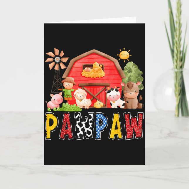 Tarjeta Pawpaw Red Farm Cow Birthday Boy Matching Family P (Anverso)