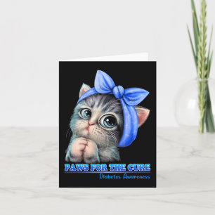 Tarjeta Paws For Cure Diabetes Awareness Cute Cat Blue