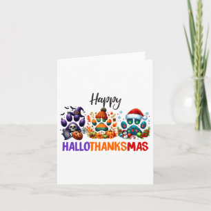 Tarjeta Paws Happy Hallothanksmas Halloween Acción de Grac