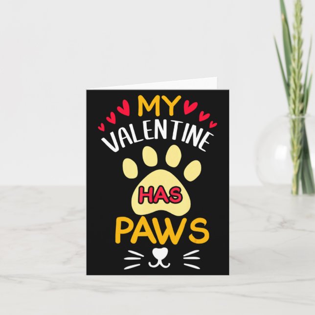 Tarjeta Paws Pet Cat My Valentine Hearts Day Happy Valenti (Anverso)