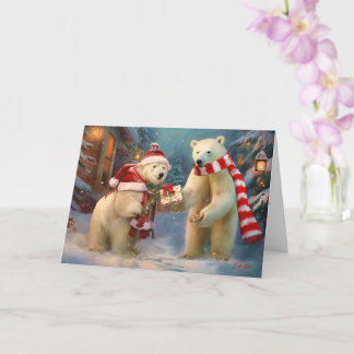 Tarjeta Paws y presencias: Intercambio de Navidades de oso