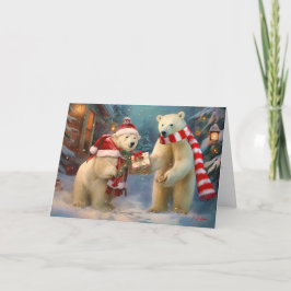 Tarjeta Paws y presencias: Intercambio de Navidades de oso