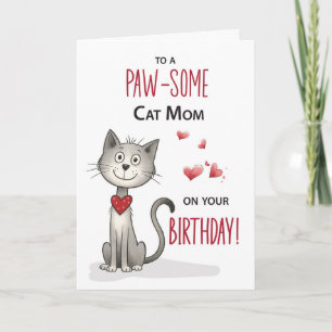 Tarjeta Pawsome Cat Mascota Mom Funny Birthday