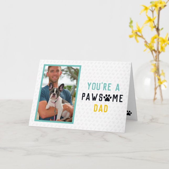 Tarjeta Pawsome Dog Dad | Día del Padre francés (flor amarilla)