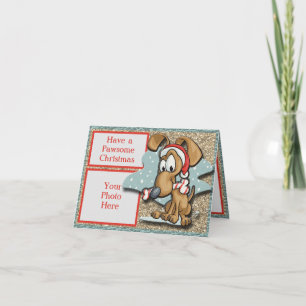 Tarjeta Pawsome Dog Holiday Half Fold Card