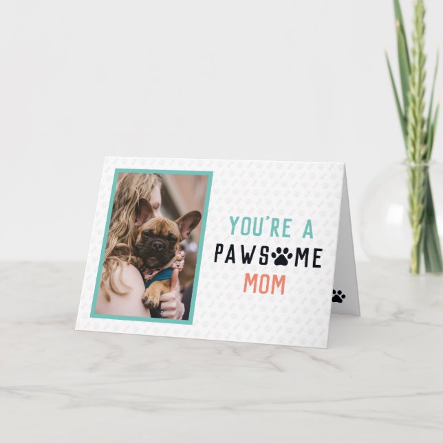 Tarjeta Pawsome Dog Mom | Día de la Madre Francesa (Anverso)