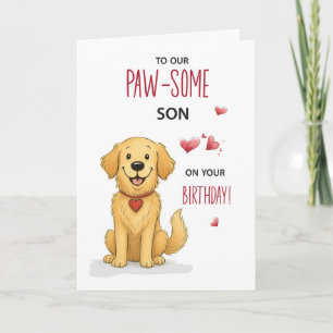 Tarjeta Pawsome Son Birthday Funny Golden Retriever