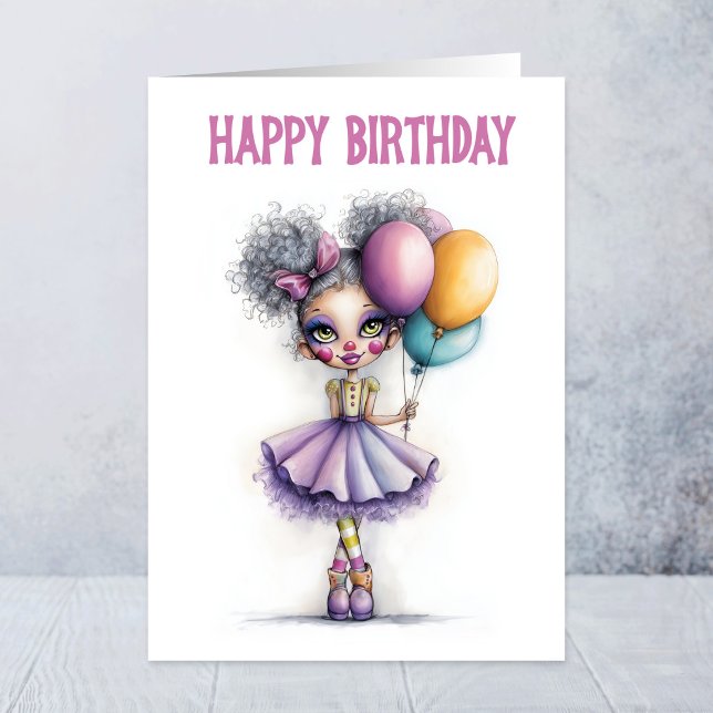 Tarjeta Payaso Adorable Con Globos Coloridos Cumpleaños (Subido por el creador)