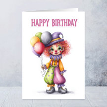 Payaso Adorable Sosteniendo Globos Cumpleaños