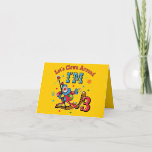 Tarjeta Payaso alrededor del tercer cumpleaños