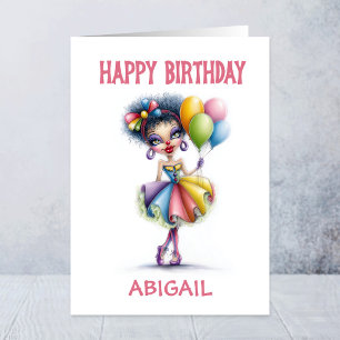 Tarjeta Payaso Colorido Sosteniendo Globos Cumpleaños