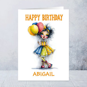 Tarjeta Payaso de Circo Adorable Sosteniendo Globos Cumple