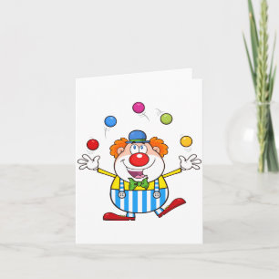 Tarjeta Payaso de Circo Divertido Lanzando Pelotas