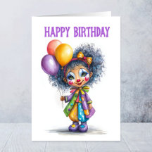 Payaso de circo niña sosteniendo globos Cumpleaños