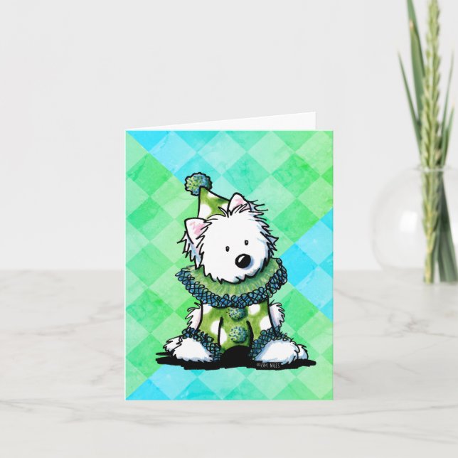 Tarjeta Payaso de circo Westie Green (Anverso)
