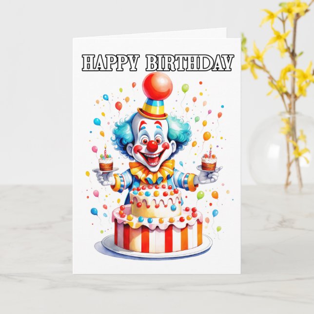 Tarjeta Payaso de fiesta de cumpleaños divertida (flor amarilla)
