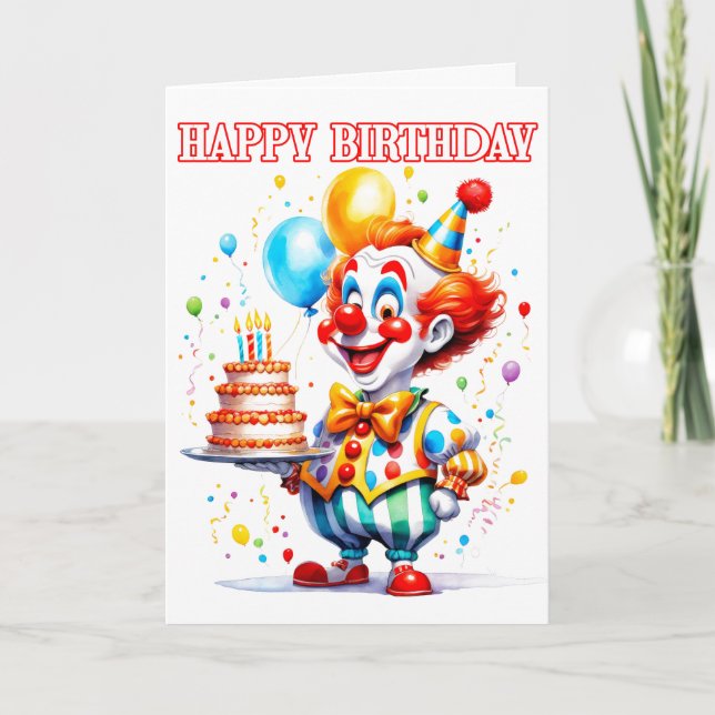 Tarjeta Payaso de fiesta de cumpleaños festivo (Anverso)
