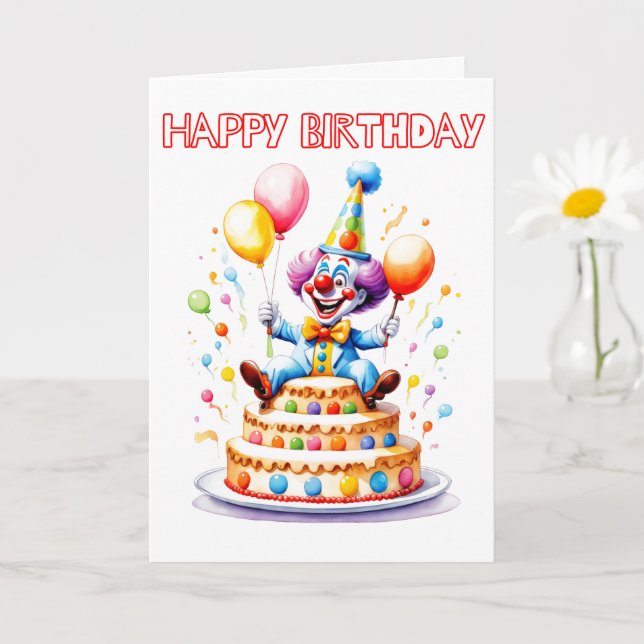 Tarjeta Payaso de fiesta de cumpleaños festivo (Planta pequeña)