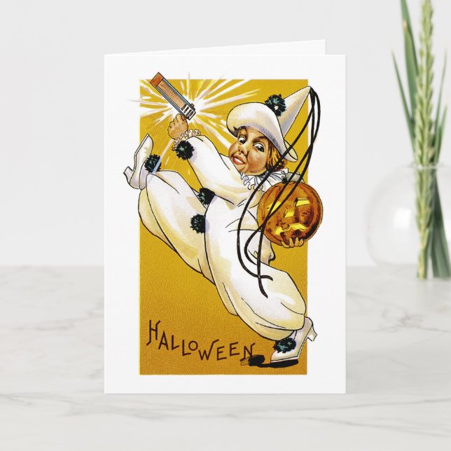 Tarjeta Payaso de Halloween vintage (Anverso)