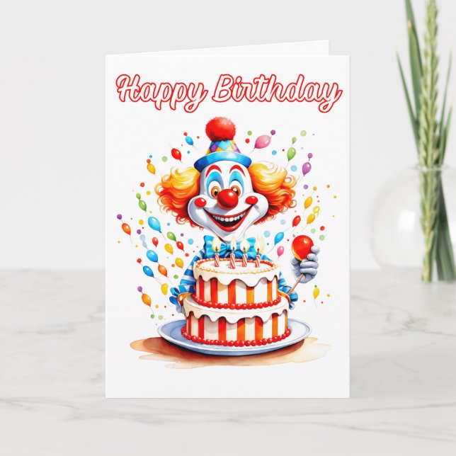 Tarjeta Payaso De La Fiesta Del Cumpleaños Para Los Niños (Anverso)
