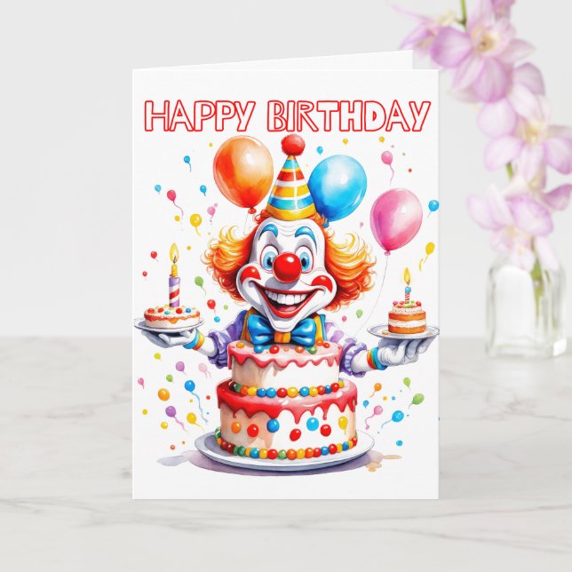 Tarjeta Payaso Fiesta loco feliz cumpleaños (Orquídea)
