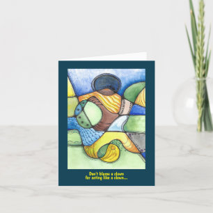 Tarjeta Payaso humorístico actuando como un payaso