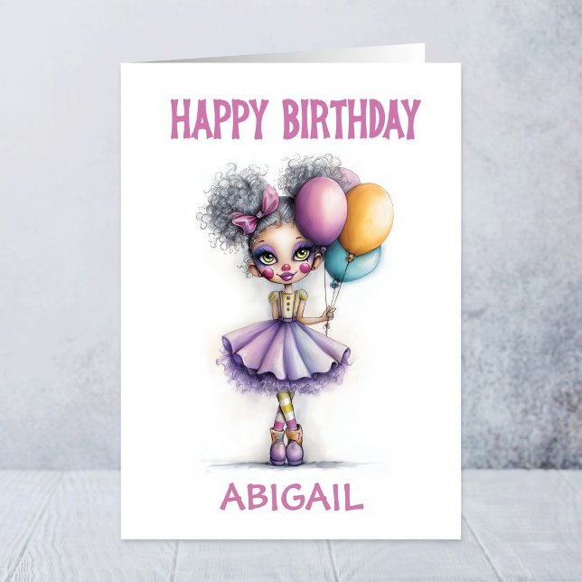 Tarjeta Payaso Lindo Con Globos Coloridos Cumpleaños (Subido por el creador)