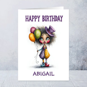 Tarjeta Payaso Lindo Sosteniendo Globos Cumpleaños