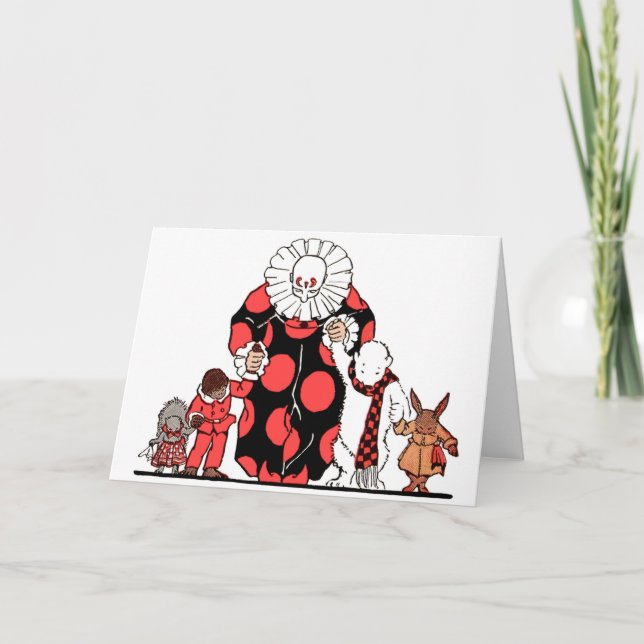 Tarjeta payaso y amigos se llevan el arco (Anverso)