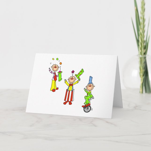 Tarjeta Payasos circos (Anverso)