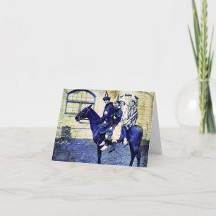 Tarjeta Payasos de Halloween en un caballo