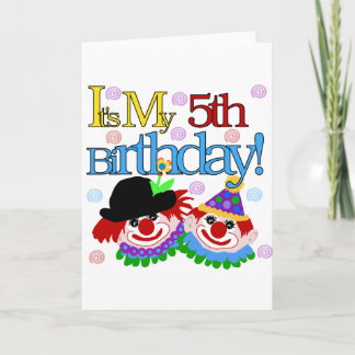 Tarjeta Payasos tontos con camisetas de cumpleaños 5 y reg