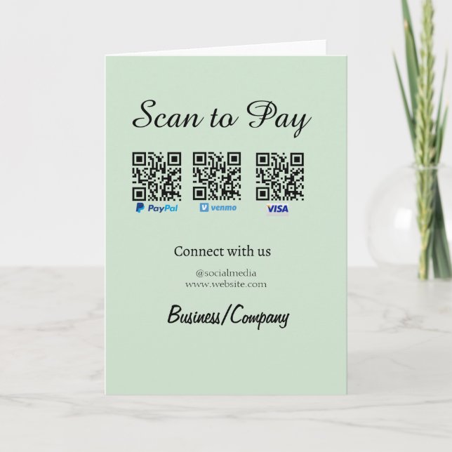 Tarjeta paypal venmo visa card scan to pay QR social media (Anverso)