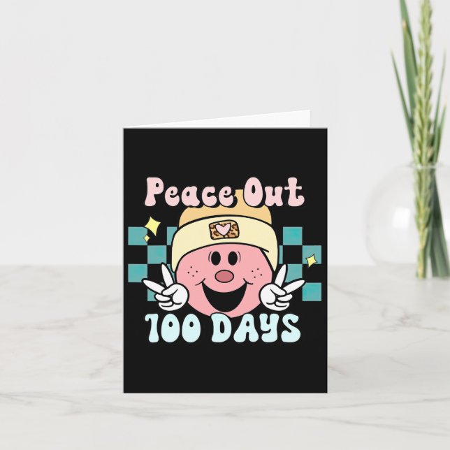 Tarjeta Paz 100 Días De Sonrisa Escolar Face Retro Groo (Anverso)