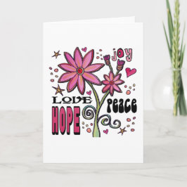 Tarjeta Paz Amar la esperanza y las flores
