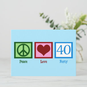 Tarjeta Paz Amor 40 Cuta 40 cumpleaños