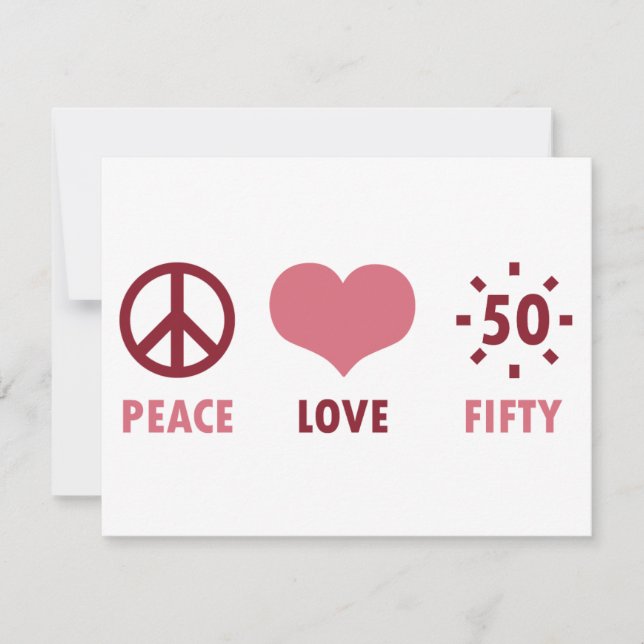 Tarjeta Paz Amor 50 Regalos de Cumpleaños (Anverso)