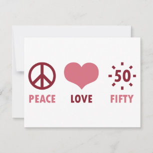 Tarjeta Paz Amor 50 Regalos de Cumpleaños