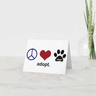 Tarjeta Paz, amor, adopción