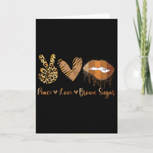 Tarjeta Paz Amor Azúcar Morena Leopardo Mano Corazón Y Lab