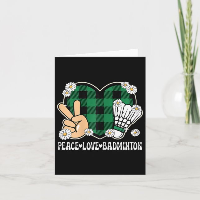 Tarjeta Paz Amor Badminton Lover - Mujeres Chicas Niños (Anverso)