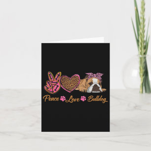 Tarjeta Paz Amor Bulldog Inglés Cachorro Divertido Perro M