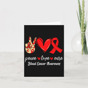 Tarjeta Paz Amor Cura Cáncer de Sangre Cinta Roja Concienc