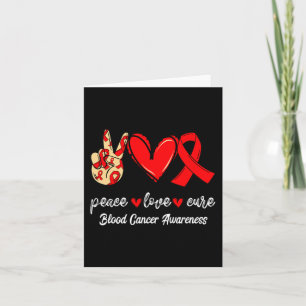 Tarjeta Paz Amor Cura Cáncer de Sangre Cinta Roja Concienc