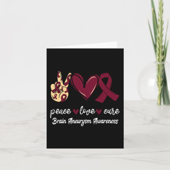 Tarjeta Paz Amor Cure Aneurysm Burgundy Ribbon Awa (Anverso)