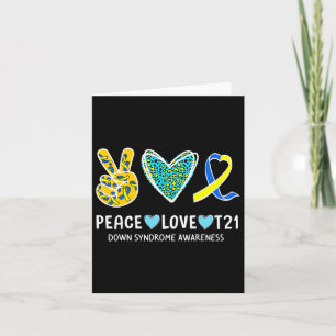 Tarjeta Paz Amor Cure Blue Y Cinta Amarilla Abajo Syndro