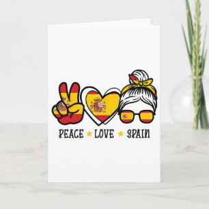 Tarjeta Paz Amor España Moño Desordenado Mujer Fanática Fú
