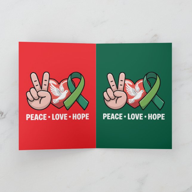 Tarjeta Paz Amor Esperanza - Cinta Verde de Concientizació (Interior)