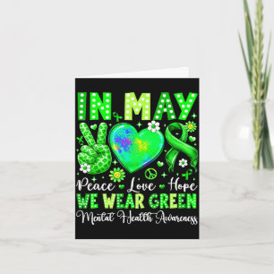 Tarjeta Paz amor esperanza en mayo viste verde salud menta